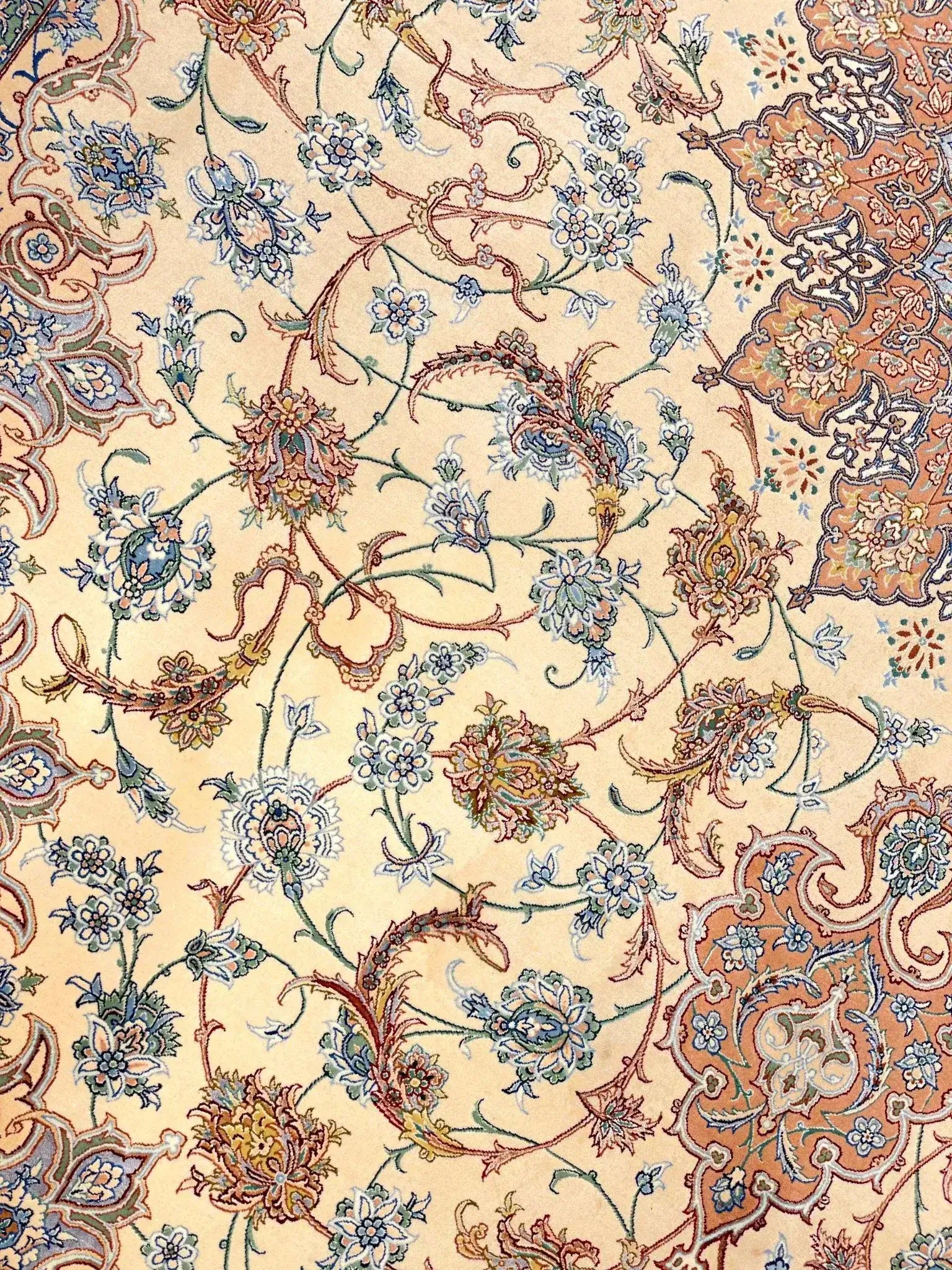"Isfahan Persian wool and silk carpet, luxury home décor, 13x10 feet"